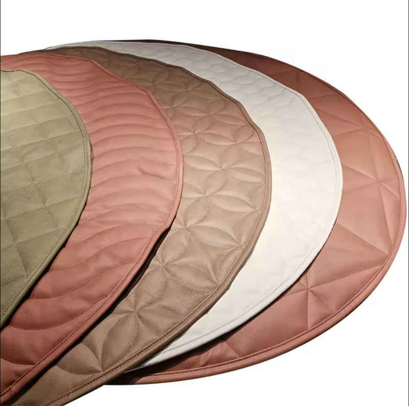 Baby play quilted mat crawling mat  for Kidsbaby Round toy mat for living room PU double-sided leather 